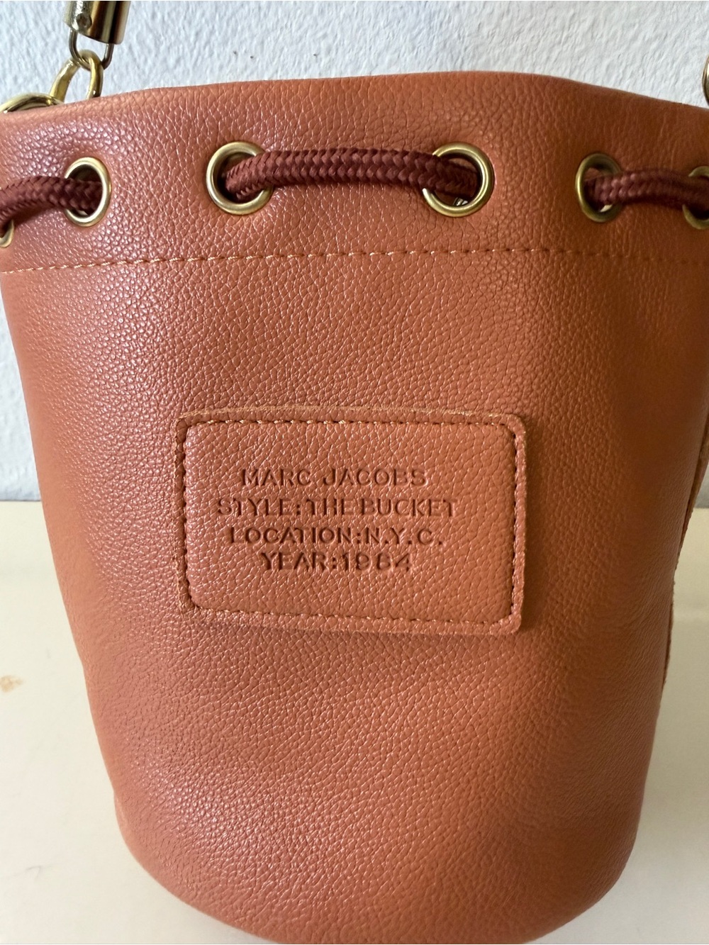 Marc Jacobs Mini Bucket Bag in Cognac Brown with Gold Hardware - Picture 3 of 12